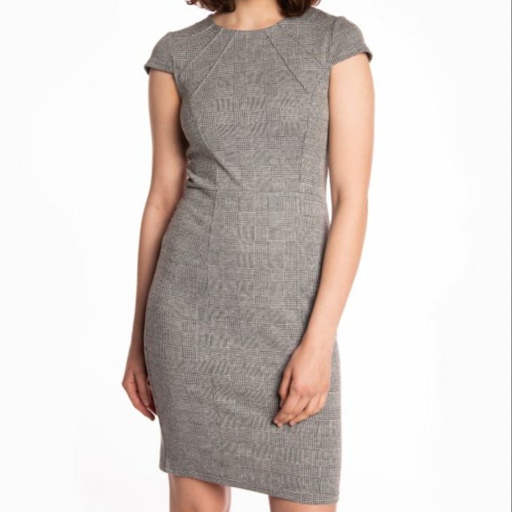 Herringbone Dress H&M Size 6 Medium Knee Length Bodycon Office Corpcore